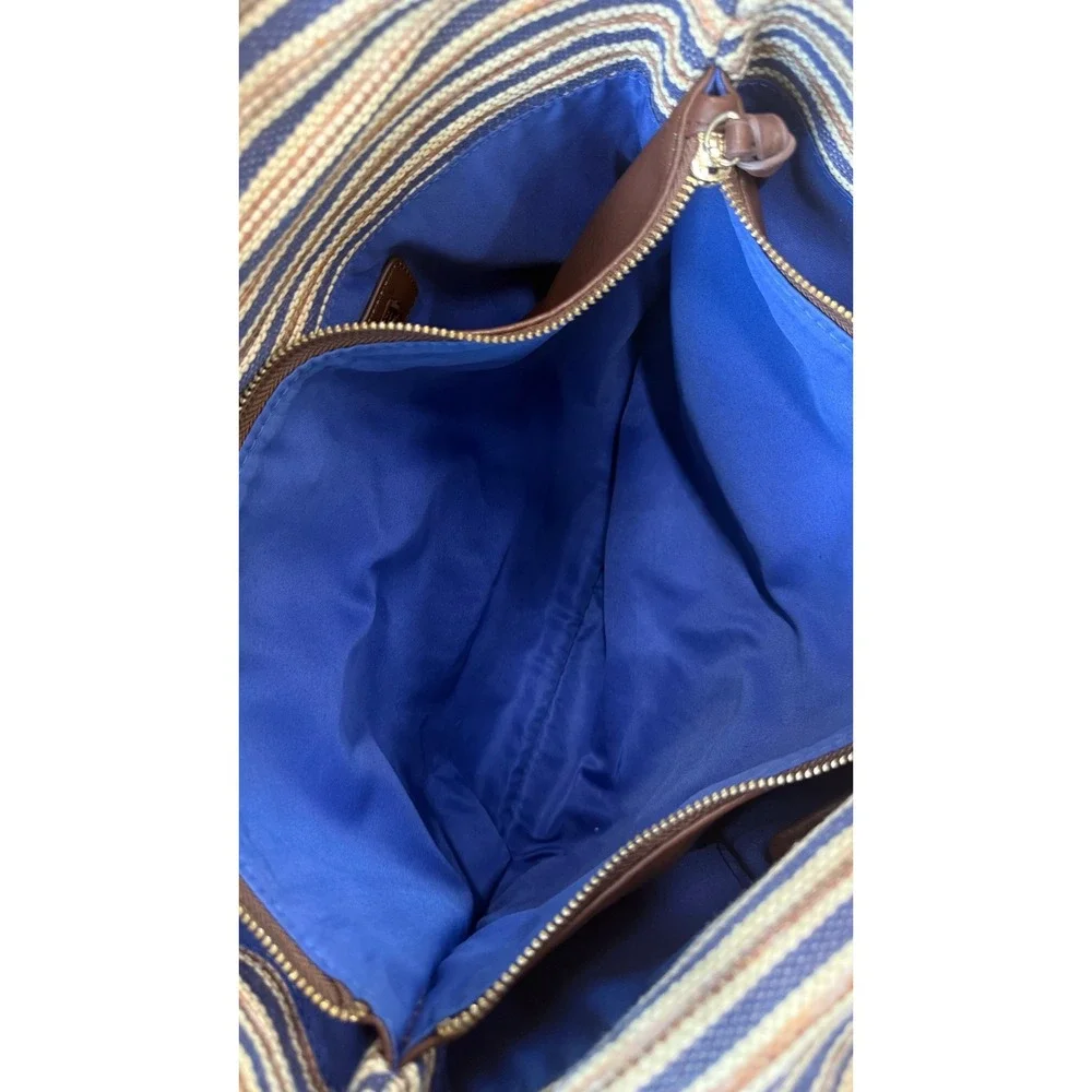 Steven by Steve Madden Striped Woven Large Hobo Tote Brown NWOT